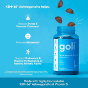 Goli Ashwagandha & Vitamin D Gummy - Mixed Berry, KSM-66, Vegan, Plant Based, Non-GMO, Gluten-Free & Gelatin Free. America's #1 Ashwagandha Brand