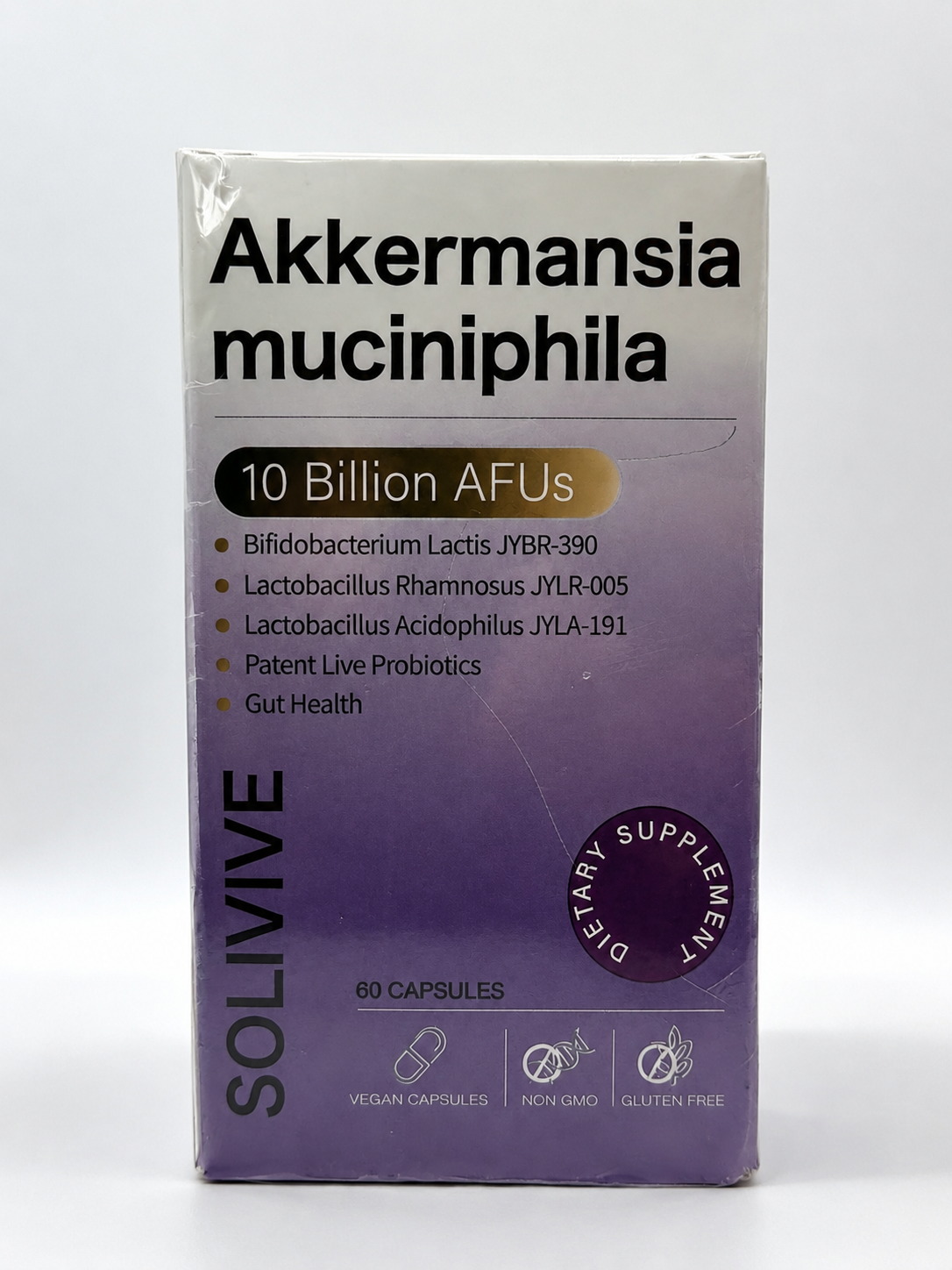 Solivive Akkermansia Muciniphila Probiotic – 10 Billion AFUs, GLP-1 Support, Gut Health Supplement, Vegan Capsules, Non-GMO, Gluten Free (60 Capsules)